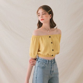 Áo croptop trễ vai thun hàng nút trước nữ Air Space 2021821062