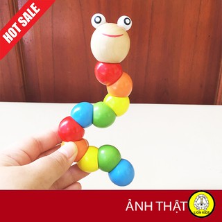 Đồ chơi gỗ con sâu uốn dẻo an toàn cho bé