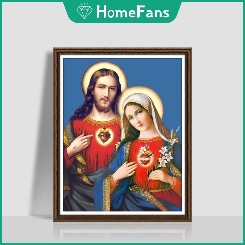 Bộ Tranh Đính Đá 5D Tự Làm 30x40cm / 40x50cm / 50X60cm Hình Chúa Jesus Và Mary Trang Trí Nhà Cửa
