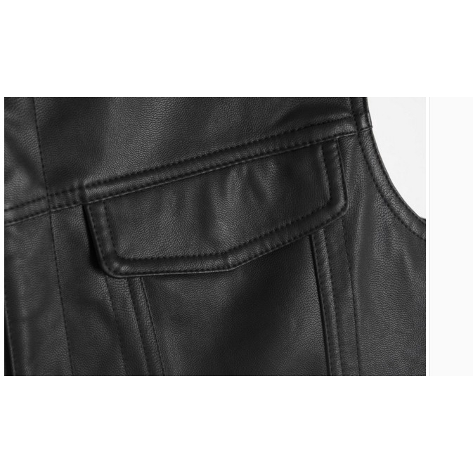 Áo khoác ghi lê vải da cổ đứng phong cách mô tô Harley