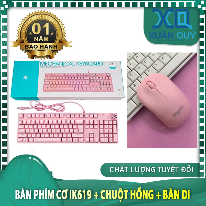 Bàn Phím Cơ IK-619 với 108 phím Rainbow Led RGB 10 Chế Độ, Chơi Game Dùng Văn Phòng Cực Đã - MUA COMBO TẶNG BÀN DI
