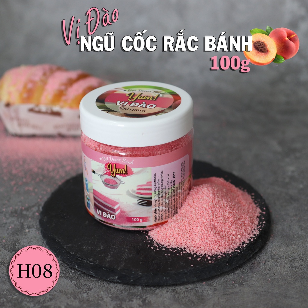 Bột Rắc Bánh Yum Vị Đào Trang Trí Bánh Sinh Nhật - 100g