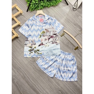 Bộ pyjama đùi lụa latin freesize có túi