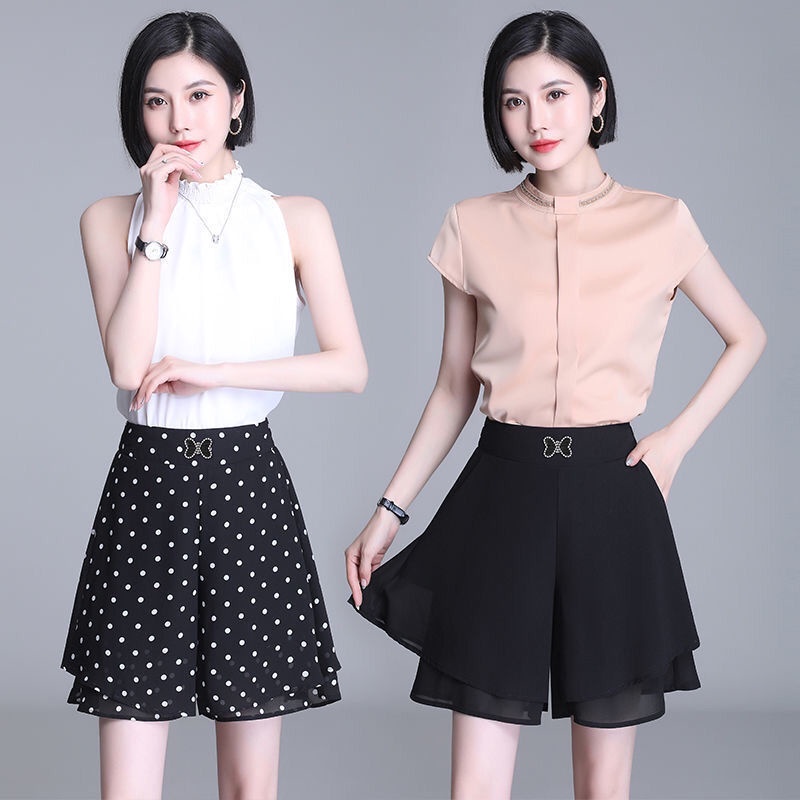 Quần short voan chữ A ống rộng thời trang mới cho nữ