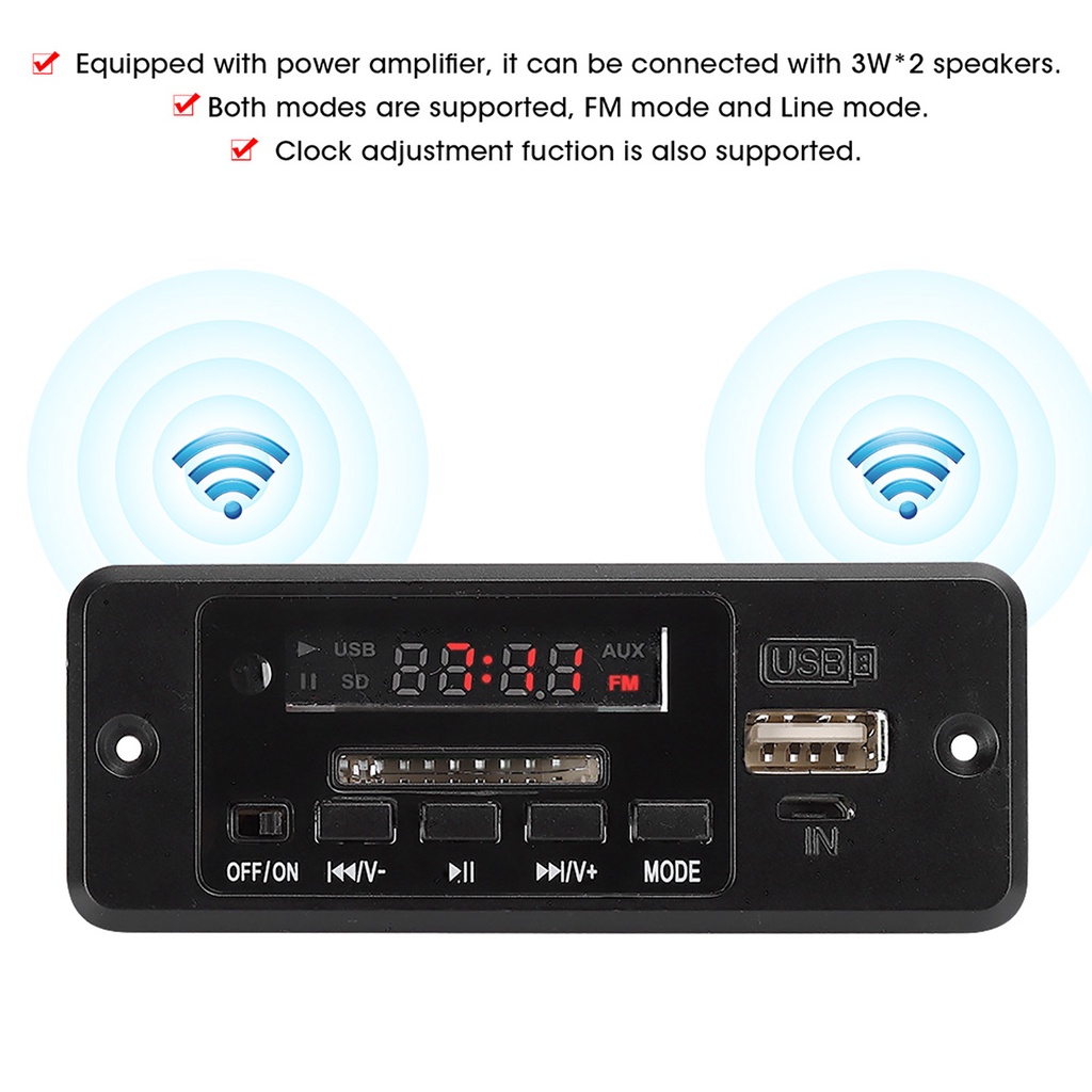 MP3 Audio Decoder Module USB FM Radio Board Music Player with Power Amplifier