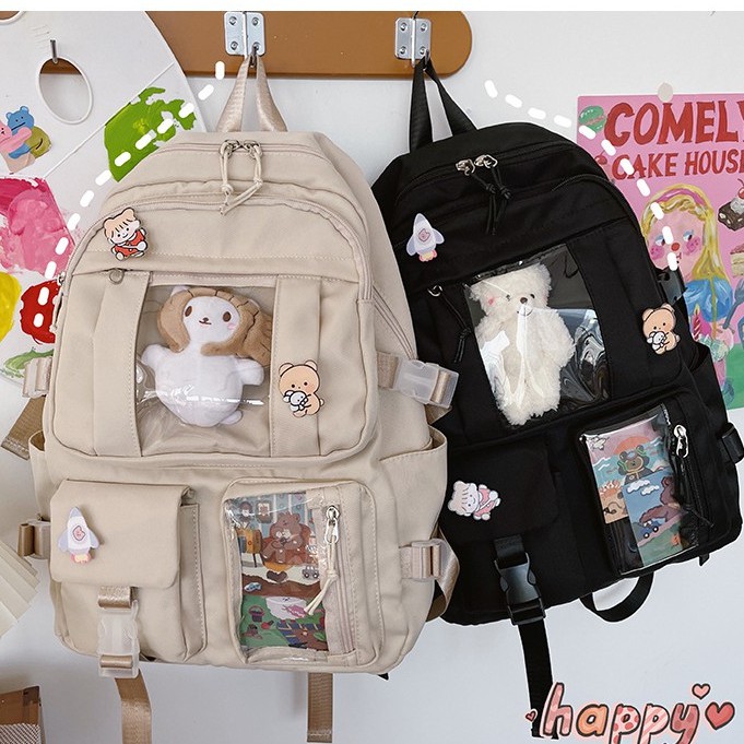 Balo nữ ulzzang đi học ulzzang nữ đẹp thời trang giá rẻ màu pastel nhẹ nhàng xinh xắn ( tặng kèm 3 sticker ) ulzzang 6