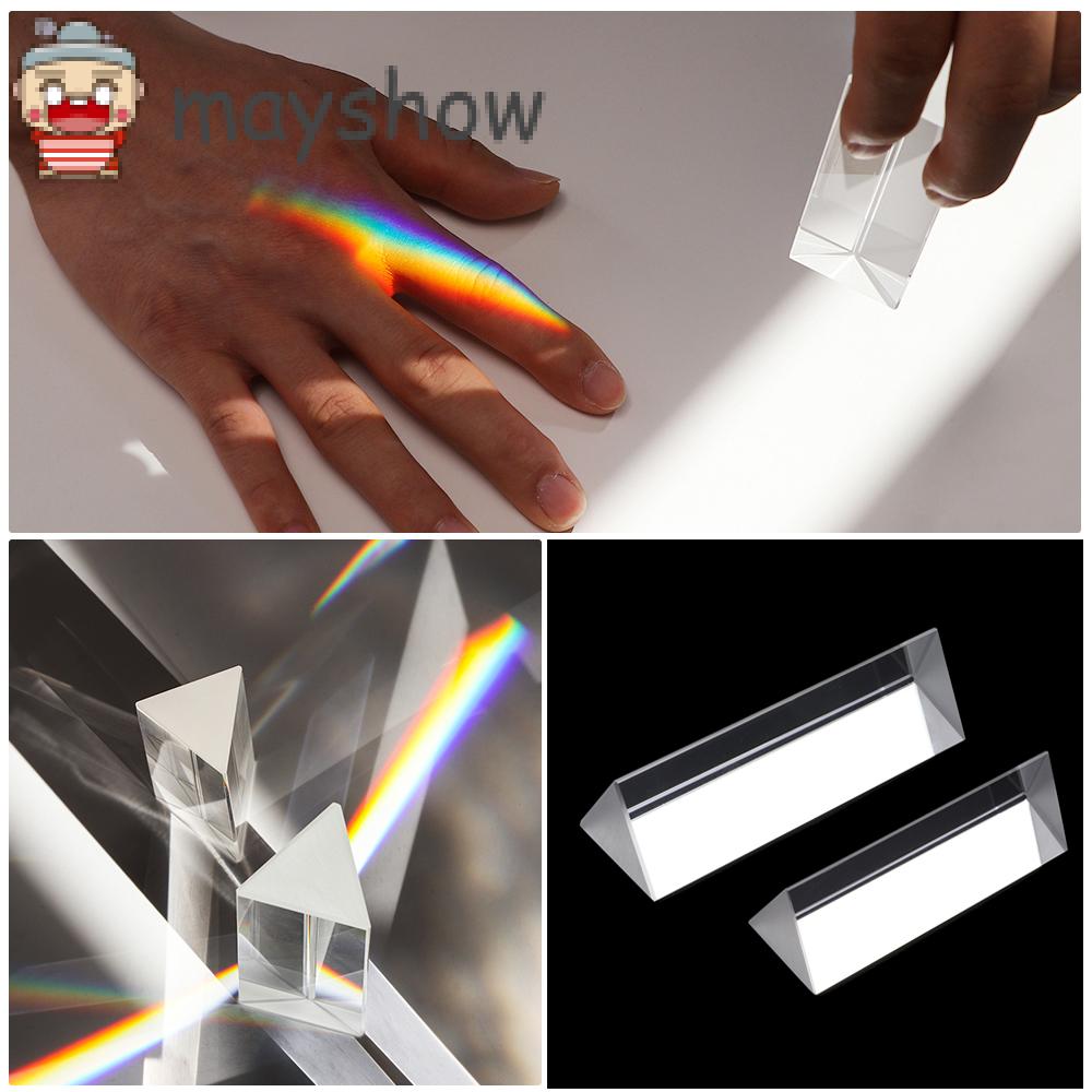 MAYSHOW Teaching Triangular Prism Right Angle Refracted Light Optical Prisms Students Rainbow Physics Spectrum Glass