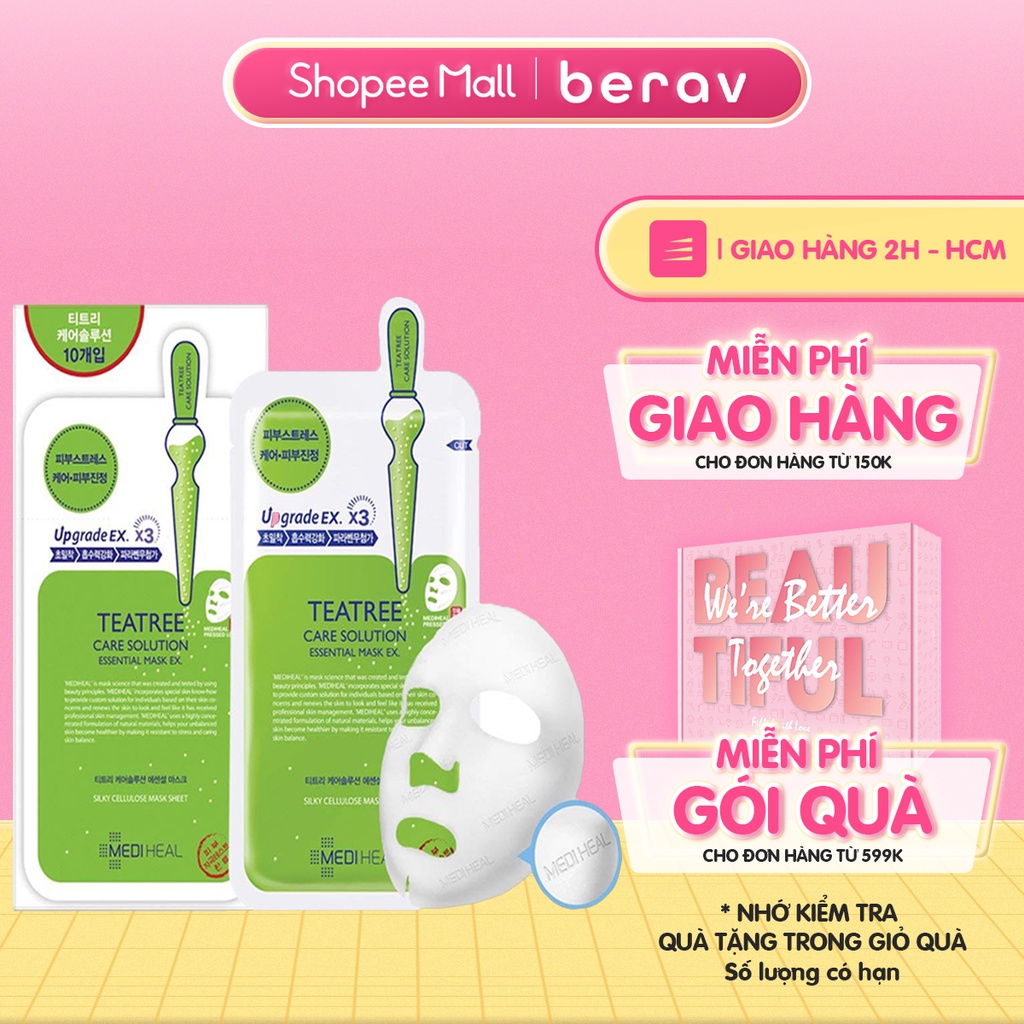 Combo 10 Mặt Nạ MEDIHEAL TEATREE Care Solution Essential Mask Tràm Trà Giảm Mụn 24mlx10