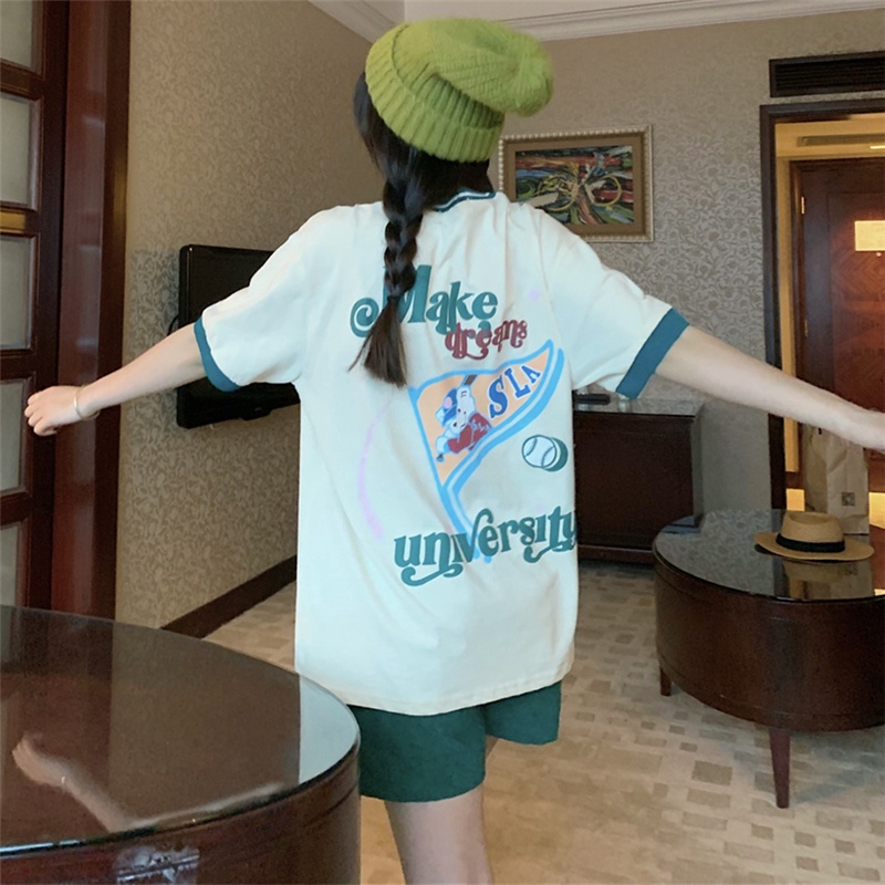 Áo thun SUXI ngắn tay cổ tròn màu sắc đơn giản thời trang mùa hè dành cho nữ