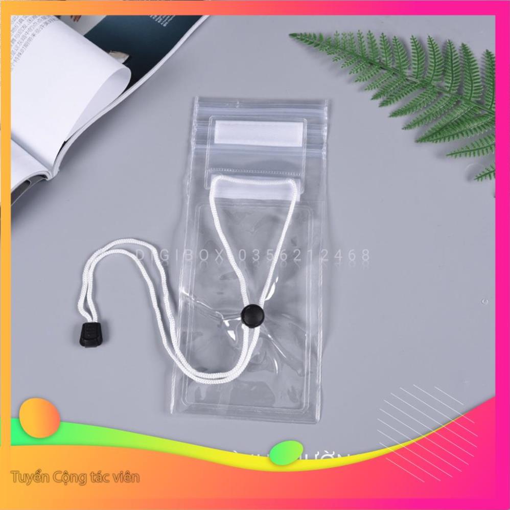 ds42 Túi đựng điện thoại chống nước cảm ứng trong suốt đi biển,cho xe máy, trắng trong không hình