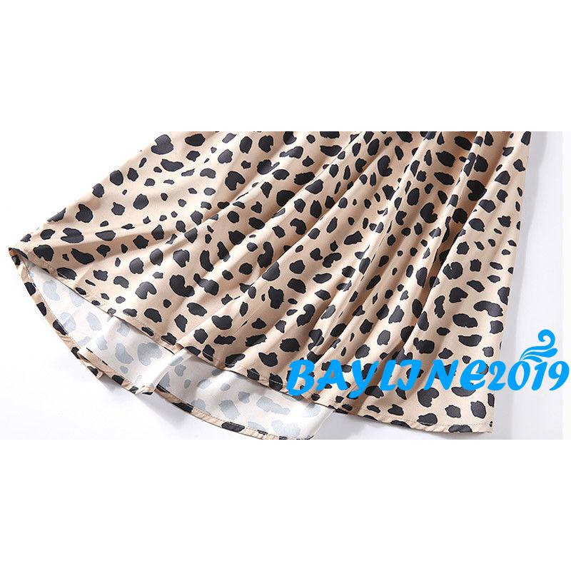 Đầm In Họa Tiết Da Báo Eo Cao Dáng Ôm Thoáng Khí Thời Trang Cho Nữ