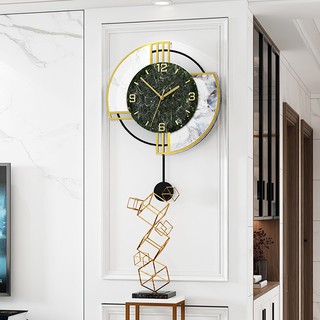 Đồng hồ treo tường quả lắc, đồng hồ treo tường vân đá xanh dh-105 9386 store