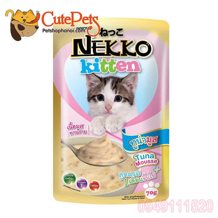 [Hộp 12 gói] Pate mèo con Nekko Kitten 70g dành cho mèo từ 1-12 tháng tuổi - CutePets