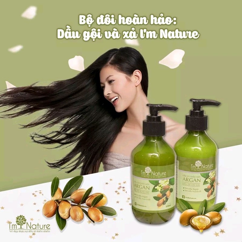 [Cặp Đôi Hoàn Hảo] Combo 2 Chai Dầu Gội &amp; Dầu Xả Argan 300ml I'm Nature (Cam Kết Chính Hãng)