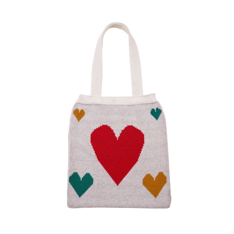 【Insfree】Student Knitted Handbag Tote Bag Wool Shoulder Cloth Bag Ins Recommended