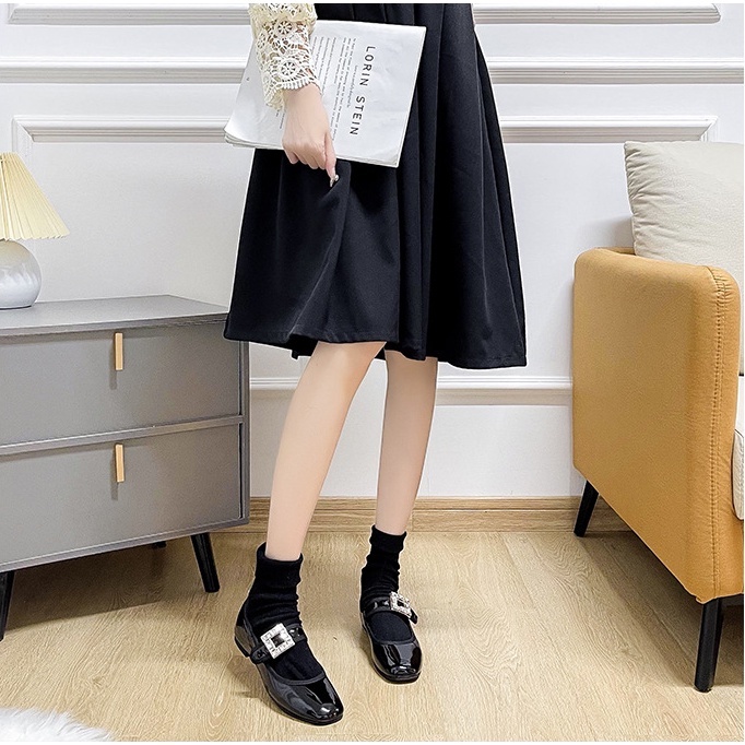Giày bệt IELGY mũi vuông phong cách Mary Jane dành cho nữ