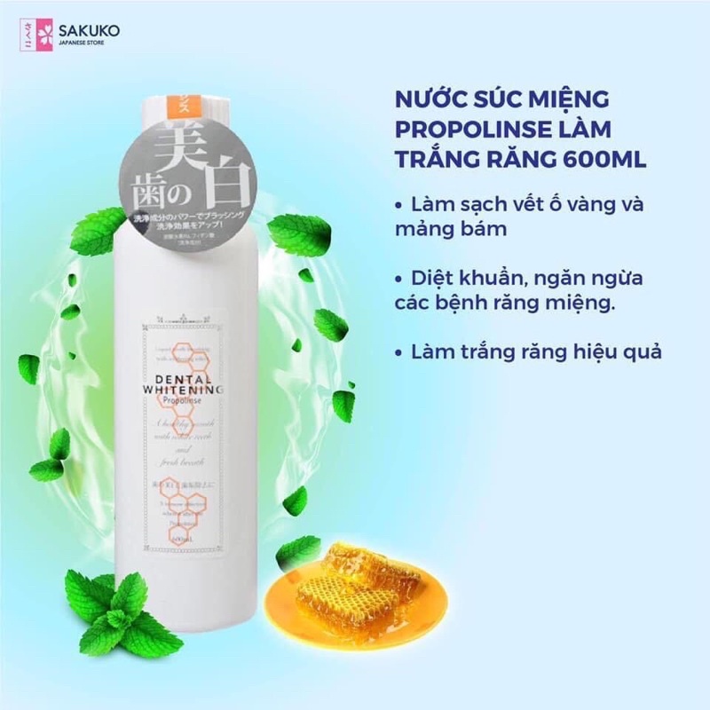 Nước súc miệng làm sạch mảng bám PROPOLINSE Nhật Bản 600ml