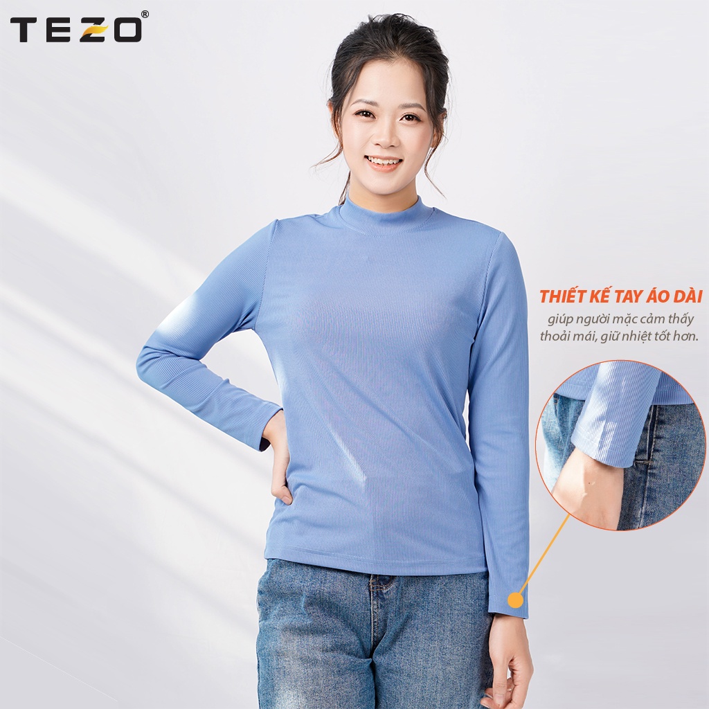 Áo thun tăm nữ cao cấp TEZO cổ 3 phân tay dài body 6 màu tươi trẻ thích hợp cho mùa thu đông 2110AT3T02