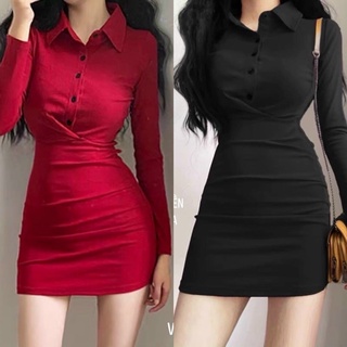 Đầm body polo tay dài