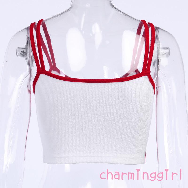 Áo Croptop Không Tay Thêu Chữ Thời Trang Cho Nữ