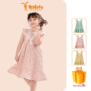 Váy hoa nhí bé gái ngắn tay Rabity chất vải cotton xuân hè 92263.92519