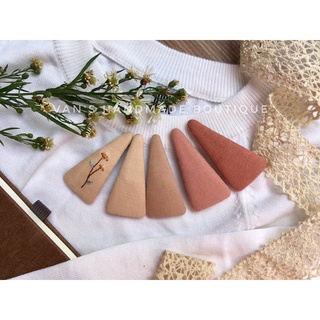 Kẹp tóc thêu tay, kẹp vải linen màu trơn