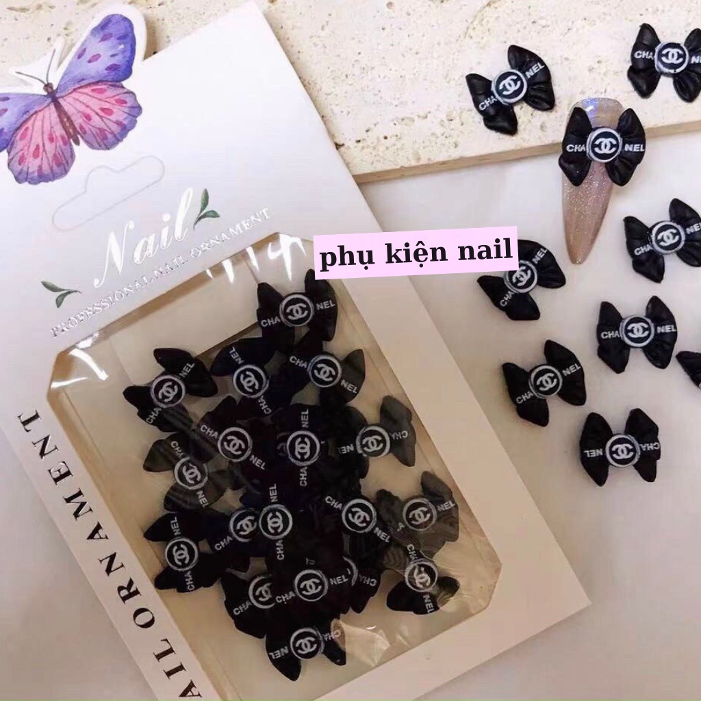 Charm nơ sét thương hiệu , Phụ Kiện Nail gắn móng