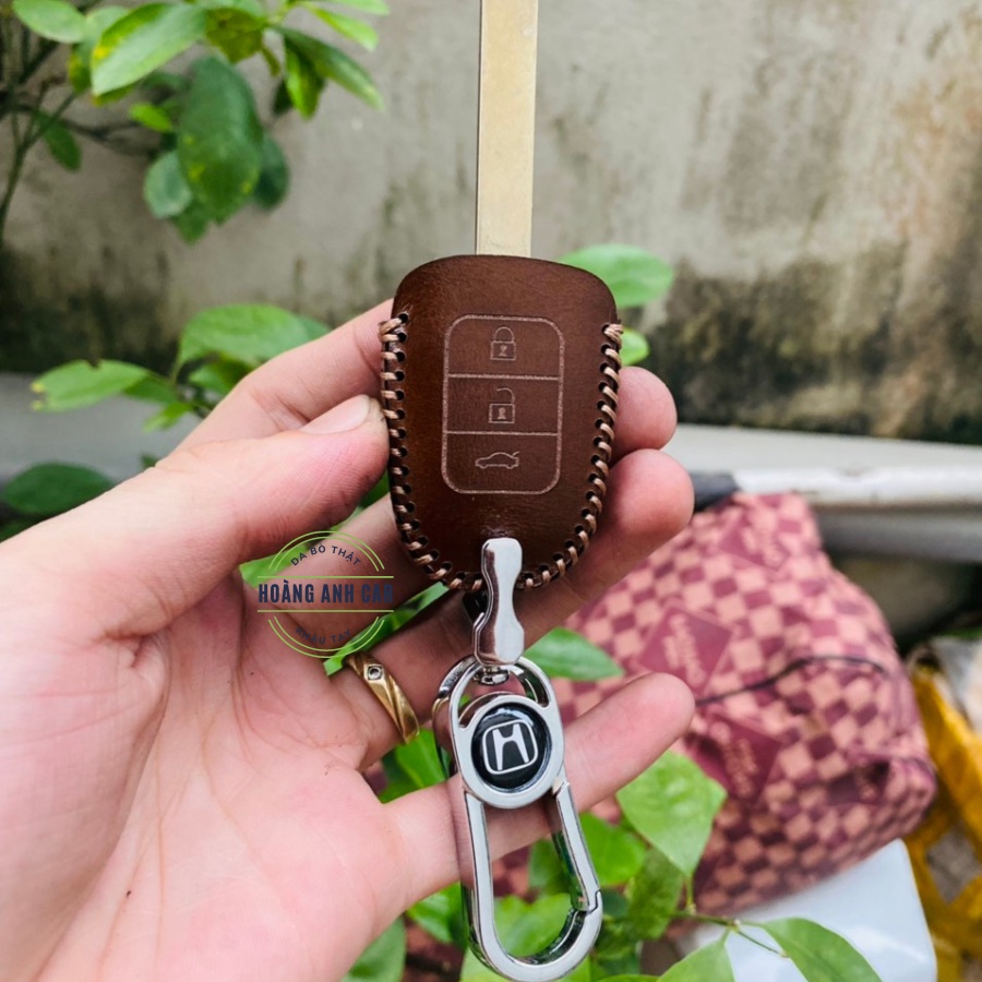 Bao da chìa khoá Honda Brio, City 2013-2015 chìa khoá cơ da thật khâu tay
