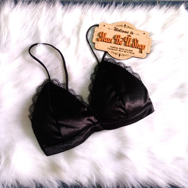 [FREESHIP50K] Bralette đen trắng chất lụa viền ren sexy kiểu đơn giản | WebRaoVat - webraovat.net.vn