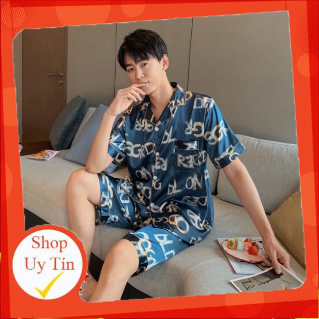 Đồ bộ pijama nam nữ cộc tay - Đồ ngủ mặc nhà chất liệu phi bóng (Hàng có sẵn)