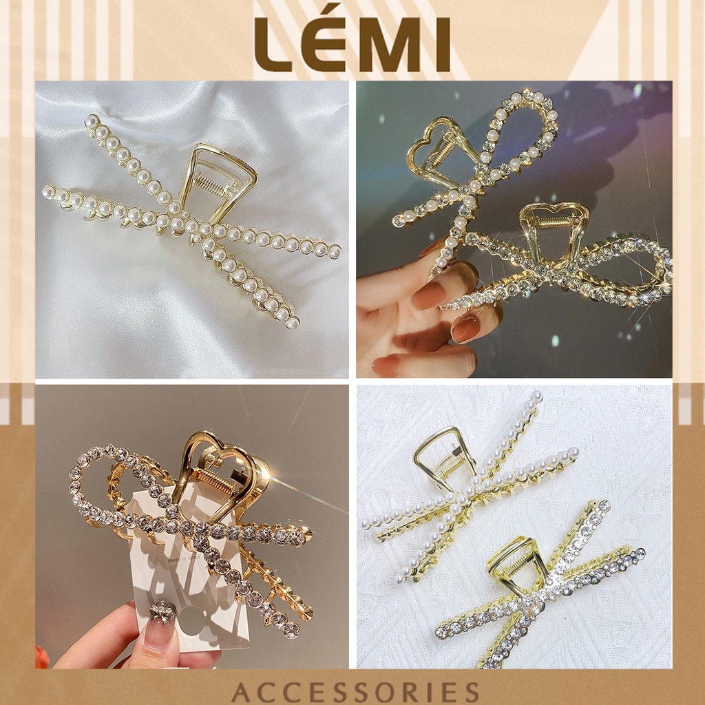 Kẹp tóc càng cua đính đá chất liệu kim loại siêu bền, kẹp tóc Hot trend thời trang Hàn Quốc, Lémi Accessories