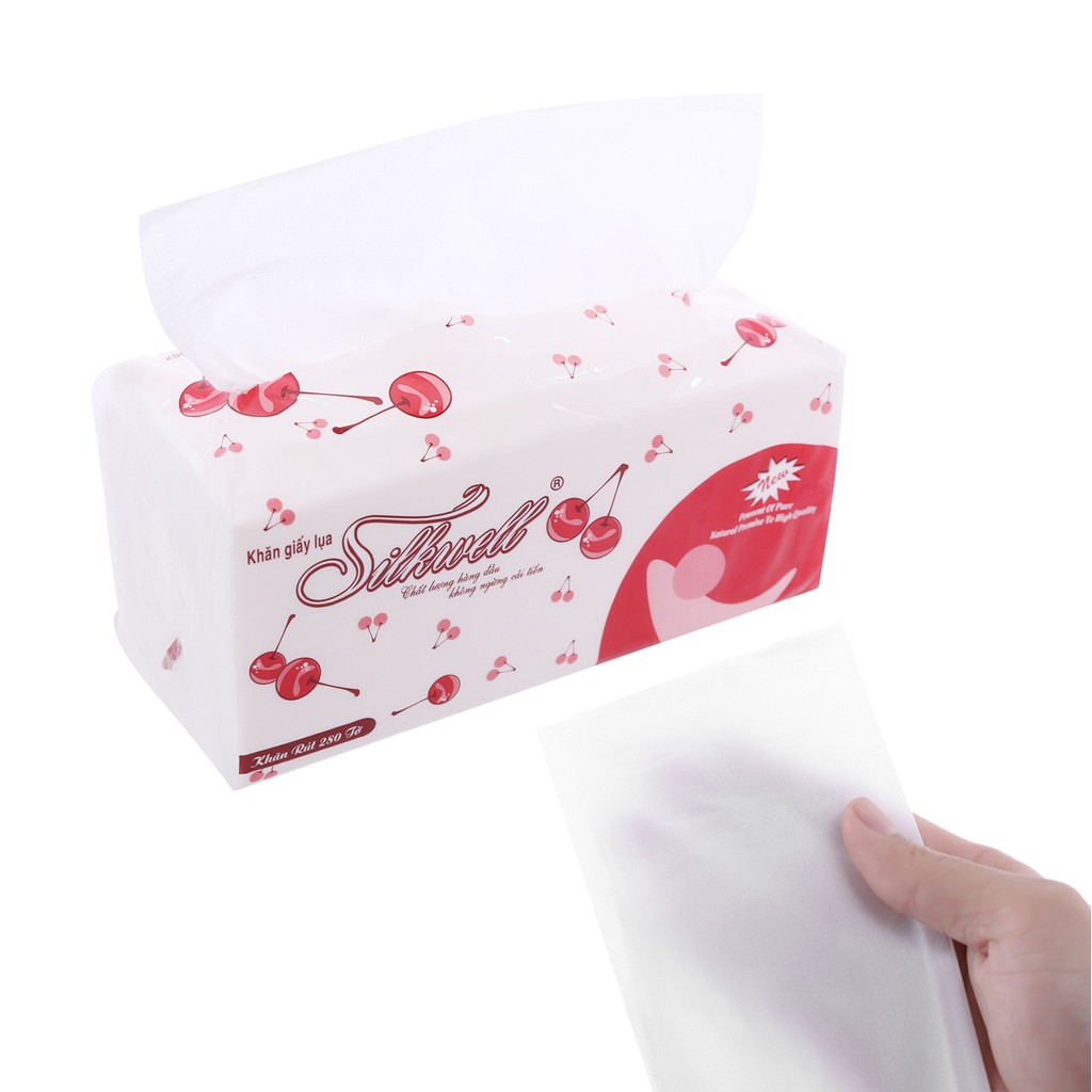 Khăn giấy lụa Silkwell 2 lớp gói 280 tờ làm từ bột giấy nguyên chất 100% không mùi an toàn cho sức khỏe người dùng
