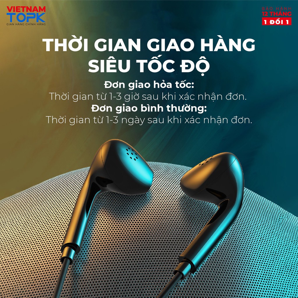 Tai nghe nhét tai có dây TOPK F20 - Chân cắm 3.5mm - Chất liệu TPE dài 1.2m - Hàng chính hãng Bảo hành 12 tháng 1 đổi 1