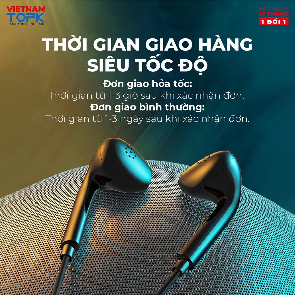 Tai nghe nhét tai có dây TOPK F20 - Chân cắm 3.5mm - Chất liệu TPE dài 1.2m - Hàng chính hãng Bảo hành 12 tháng