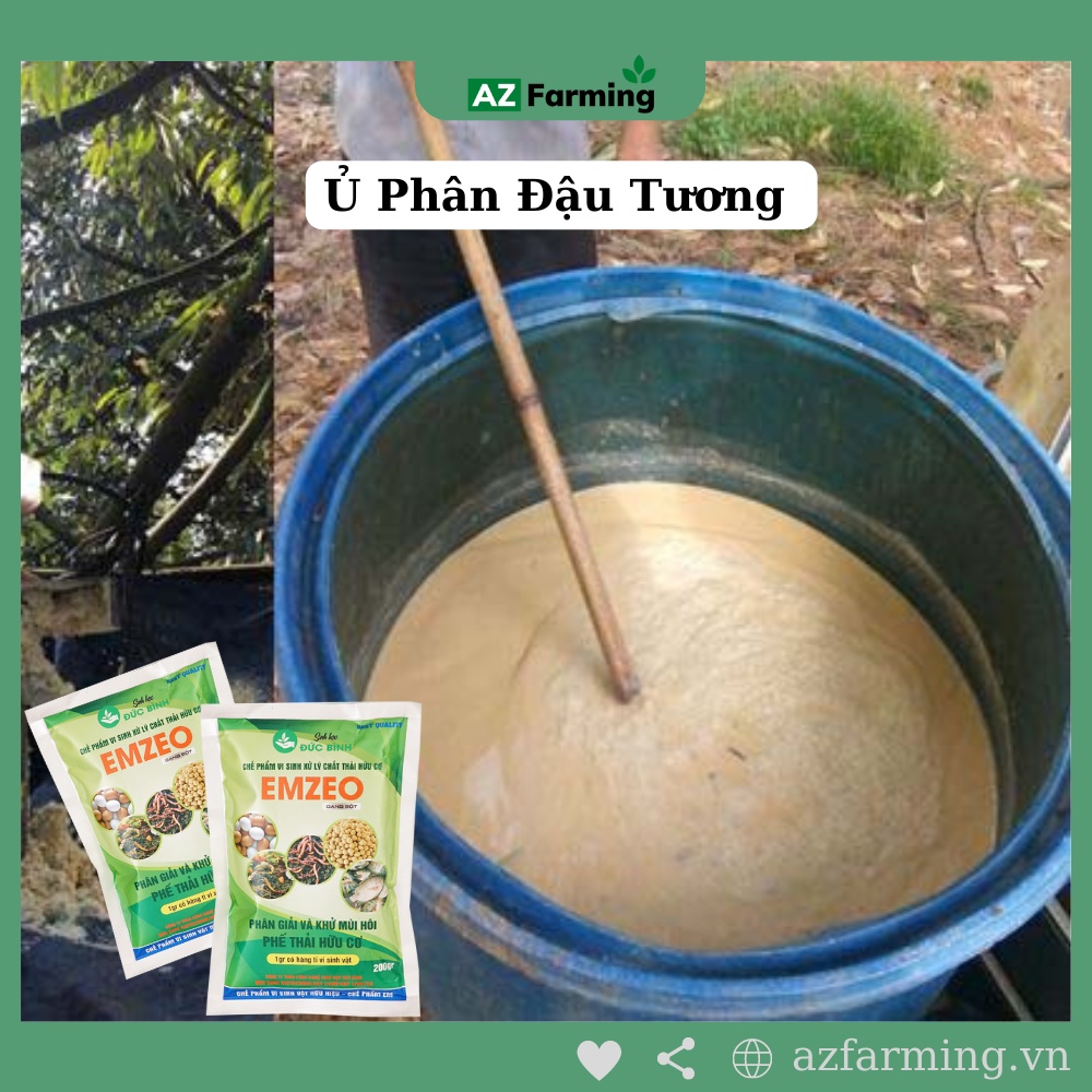 Chế Phẩm EM Emzeo Đức Bình - Ủ Phân Hữu Cơ, Khử Mùi Hôi - Gói 200g - AZ Farming