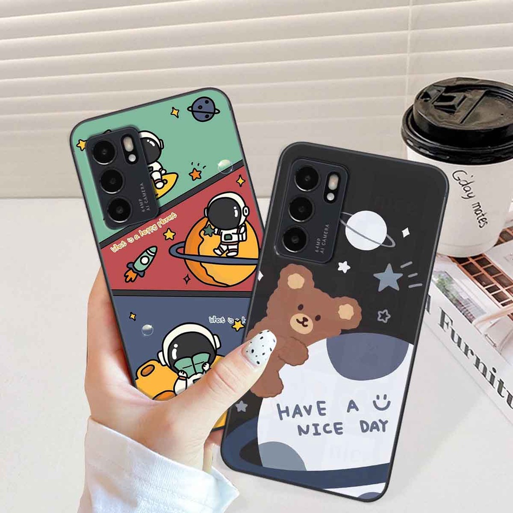 Ốp Oppo Reno6 / Reno6 Z 5G / Reno 6 in hình vũ trụ, phi hành gia bầu trời cute dễ thương