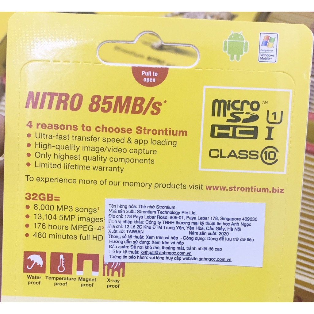 Thẻ nhớ Micro SD Strontium 32GB Class10 - 85MB/s- Chính Hãng