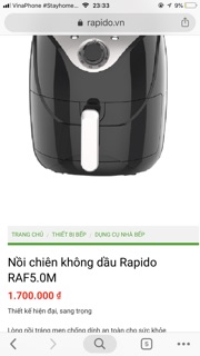 Nồi chiên không dầu Rapido
