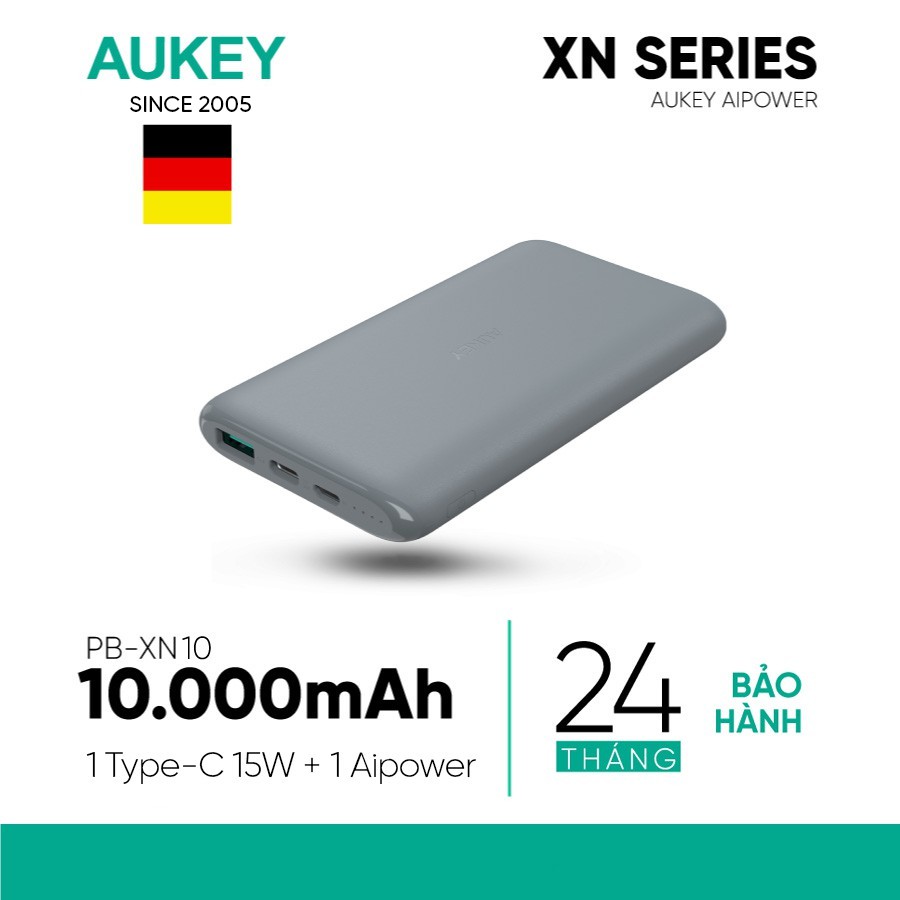 [Mã ELTECHZONE giảm 5% đơn 500K] Pin Sạc Dự Phòng Aukey PB-XN10 10000mAh 2 Cổng Công Nghệ AiPower - Hàng Chính Hãng