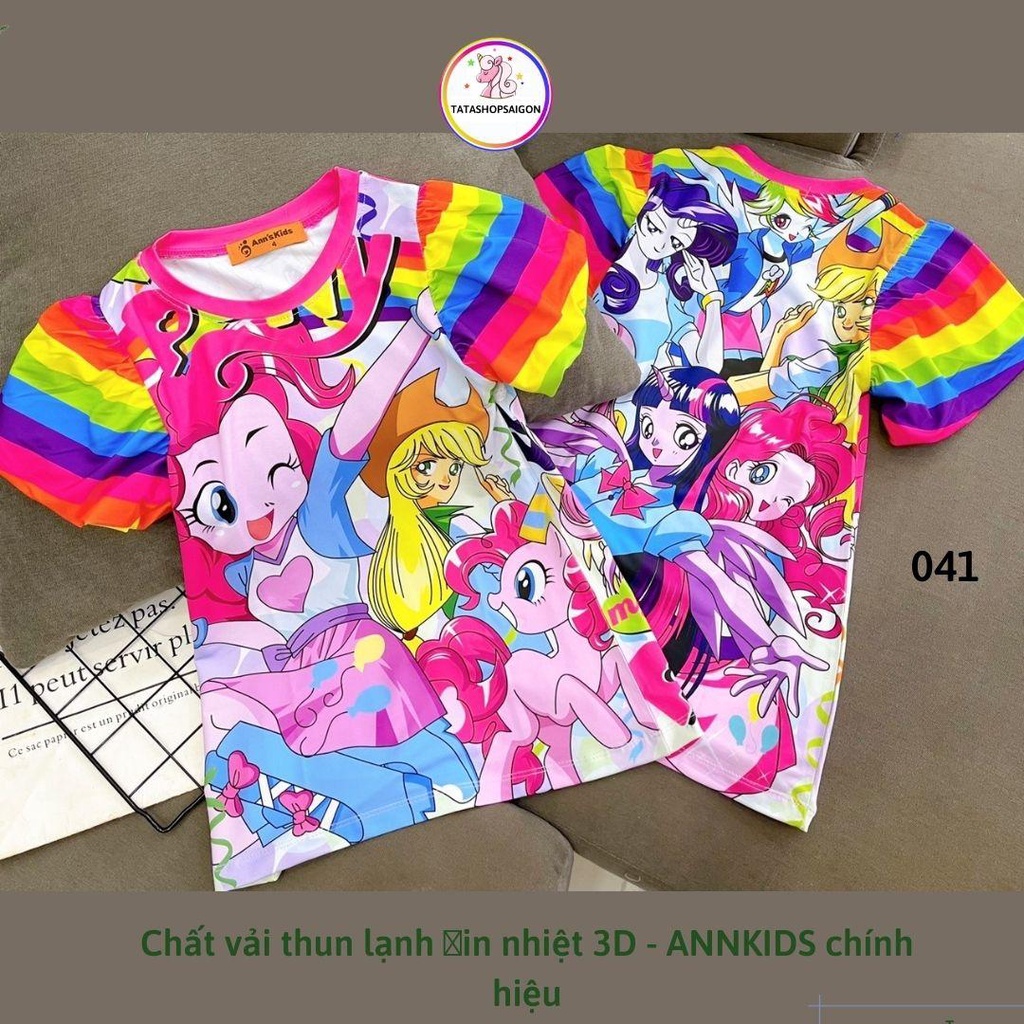 A28 Váy đầm bé gái tay phồng thun lạnh in 3d mềm mát hình công chúa kitty pony size đại 22 đến 40kg