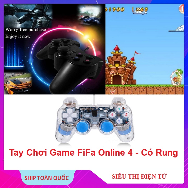 Tay Chơi Game, Nhựa Trong Suốt Có Rung, FiFa Online 4 Full Box Tay Cầm FO4 Có Dây PC - Laptop - Full Skill All