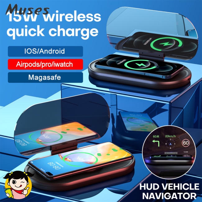 Giá Đỡ Sạc Máy Chiếu Hd Không Dây Hít Nam Châm Màn Hình Hud Cho Xe Hơi