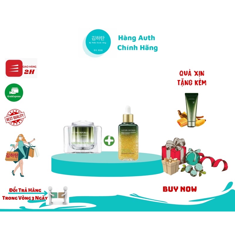Bộ Dưỡng da CAO CẤP 2 sản phẩm KEM DƯỠNG DA CHIẾT XUẤT TỪ VÀNG VÀ NHÂN SÂM + Ginseng Royal Silk 24K Golden Ampoule