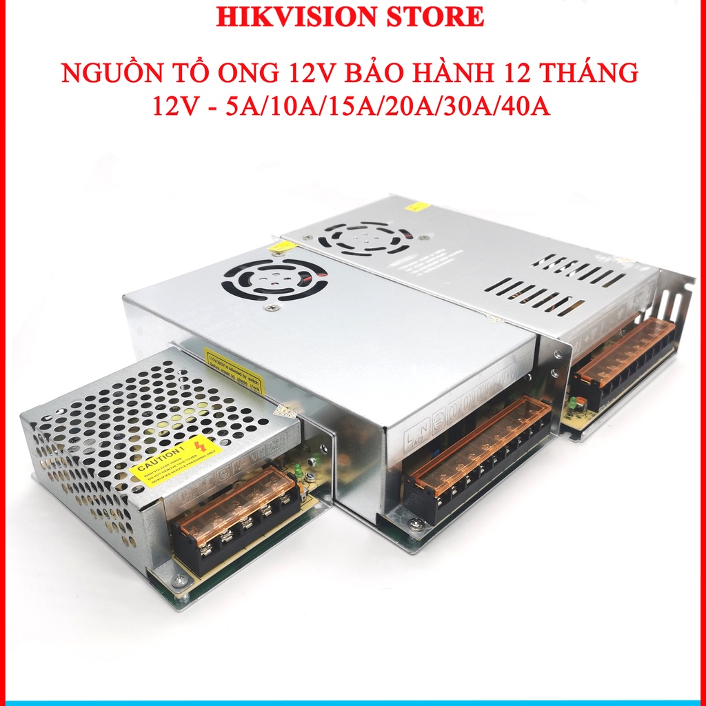 Nguồn tổ ong 12V 5A/10/15A/20A/30A/40A dùng cho đèn led, camera giám sát,... Bảo hành 12 tháng