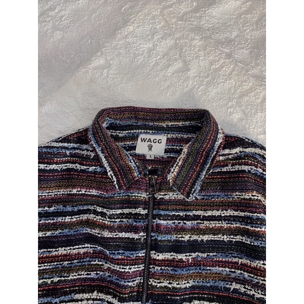 Áo khoác len mỏng text chỉ màu WAGG