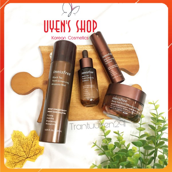 (Bán lẻ) Bộ sản phẩm dưỡng Innisfree Black Tea Youth Enhancing Ampoule/ Cream/ Ampoule Mist/ Eye Serum