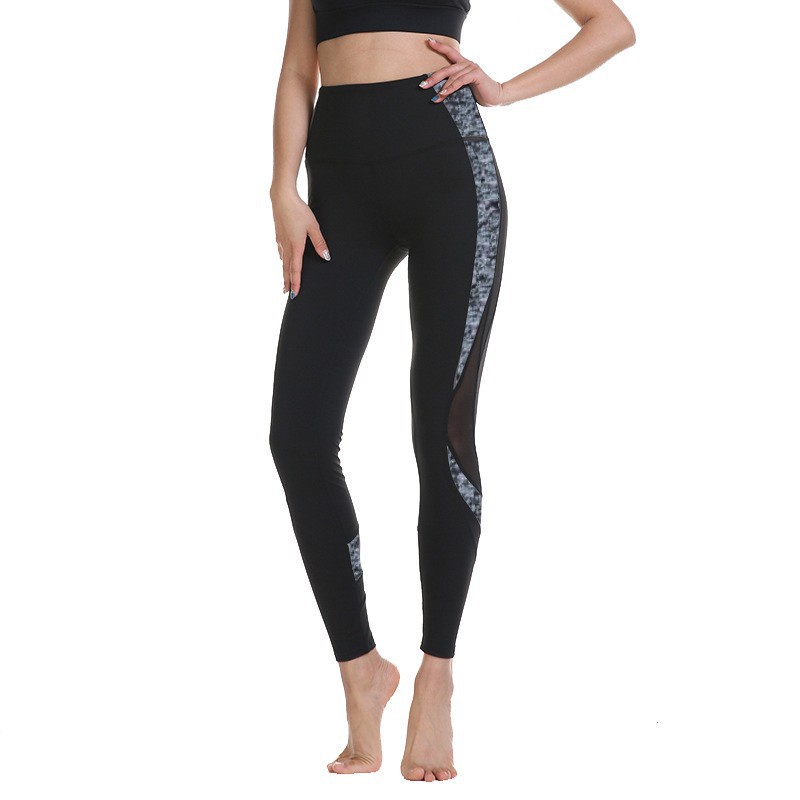 Quần Tập Gym Nữ MADELA Co Giãn phối lưới và họa tiết 2 bên -Mã Q1007