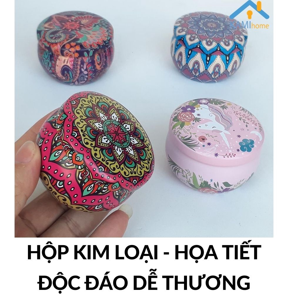 Nến thơm ướp hoa khô tự nhiên Dạng hộp quà Thiếc làm Thủ công tạo hương thơm khử mùi mã 25007