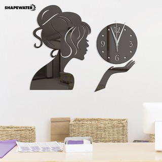Sticker Dán Tường Hình Đồng Hồ Cô Gái Chống Thấm Nước