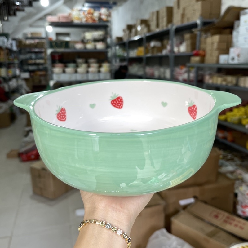 Bộ Bát Đĩa Sứ Chén Dĩa Ăn Cơm Hoạ Tiết Xanh Mint Decor Phong Cách Bắc Âu